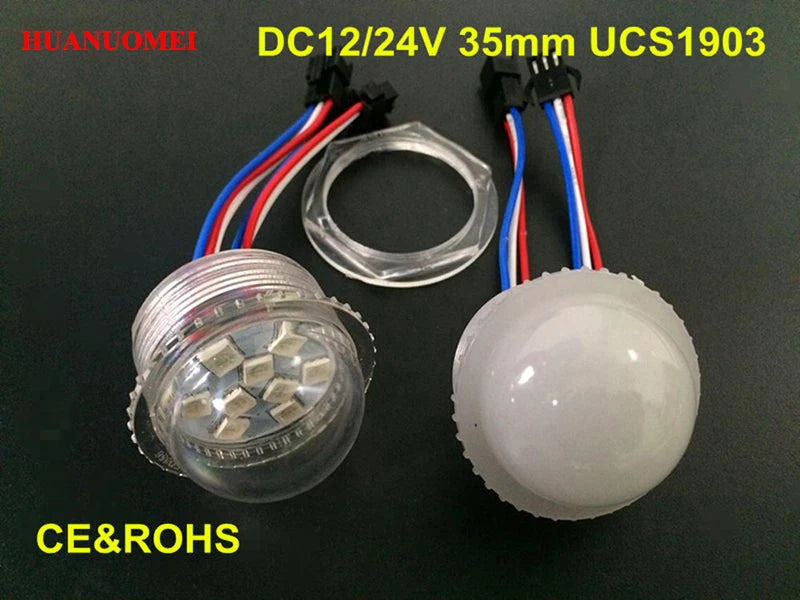 RGB SMD 5050 Pixel LED Module 35mm 9 LEDs UCS1903 Waterproof IP67 Full Color Lights 12V 24V for Amusement Ride Funfair
