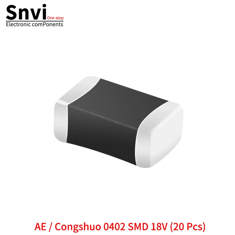 SMD Varistors: 0402, 0603, 0805 (Voltage Ratings: 5.5V, 8V, 12V, 14V, 18V, 22V, 26V, 30V, 33V, 38V, 45V)