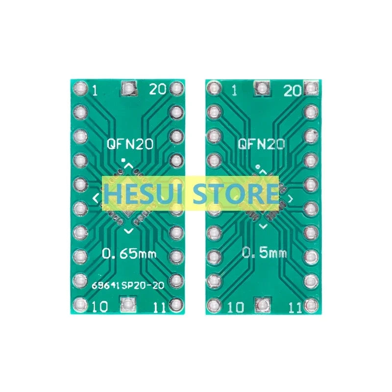 QFN20 adapter SMD to DIP 0.5/0.65mm spacing IC test board
