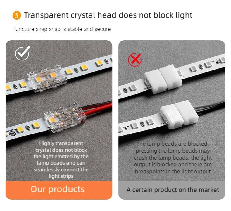 SMD LED Wire Connectors Strip To Strips Solderless Mini Buckle RGB Strips To Line Quick Terminal Block No Dark Area Connector