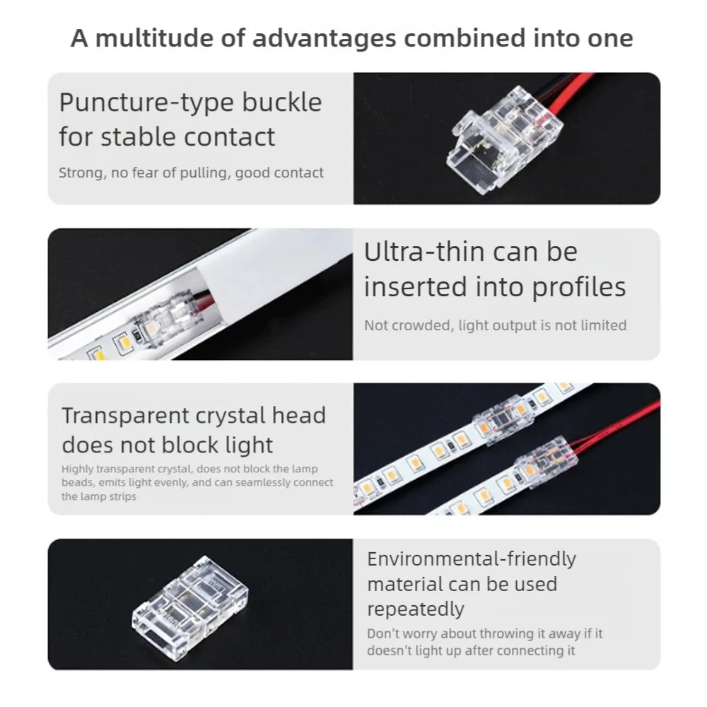 SMD LED Wire Connectors Strip To Strips Solderless Mini Buckle RGB Strips To Line Quick Terminal Block No Dark Area Connector