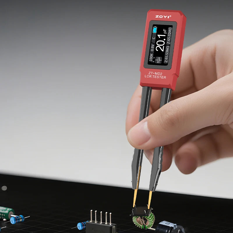 ZOYI ZT-MD2 Automatic RLC/ESR Tester SMD Component Tweezers Multimeter Capacitance Resistance Meter for Electronic Component Tes