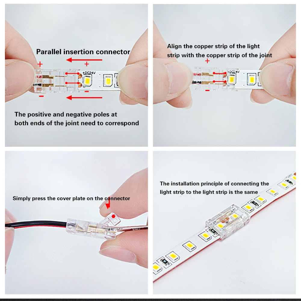 SMD LED Wire Connectors Strip To Strips Solderless Mini Buckle RGB Strips To Line Quick Terminal Block No Dark Area Connector