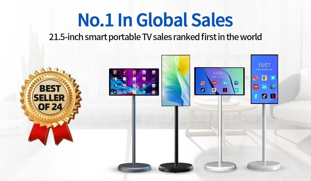 Smart Led Display Screen 64Gb 6000Mah Mobile Lcd Display 21.5" Portable Tv On Wheels Android Tablet Pc Electronics Smart Tv