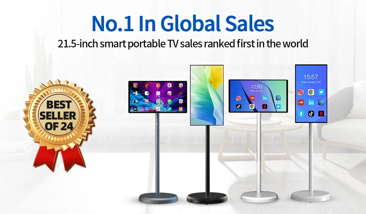 Smart Led Display Screen 64Gb 6000Mah Mobile Lcd Display 21.5" Portable Tv On Wheels Android Tablet Pc Electronics Smart Tv