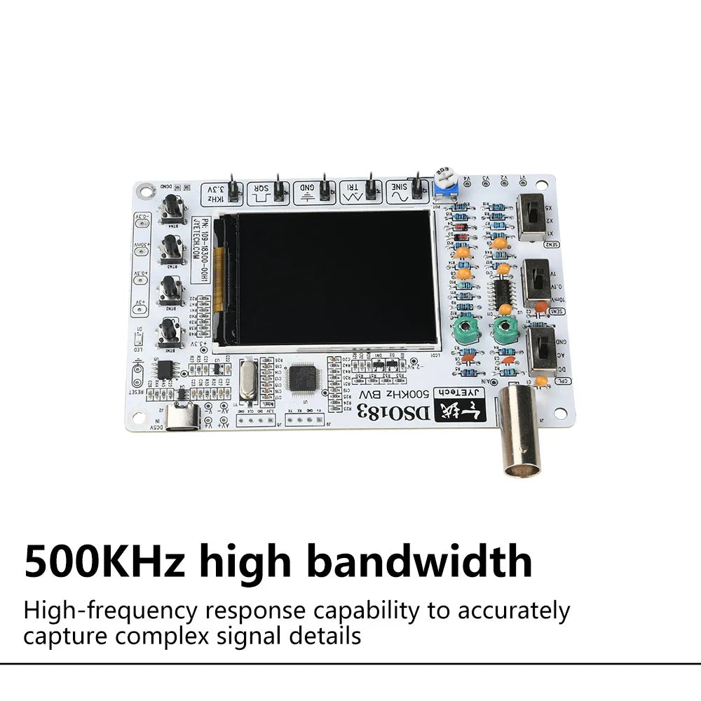 DSO183 DC 5V DIY Digital Oscilloscope Kit 0-500kHz Oscilloscope Electronic Soldering Kit Type-C Interface Suitable for Teaching