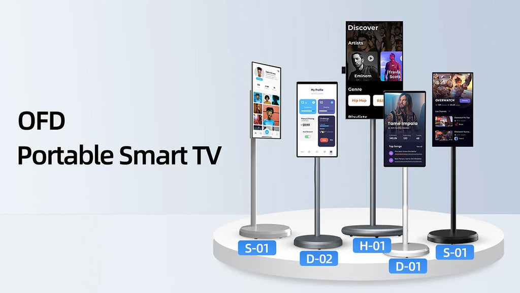 Smart Led Display Screen 64Gb 6000Mah Mobile Lcd Display 21.5" Portable Tv On Wheels Android Tablet Pc Electronics Smart Tv
