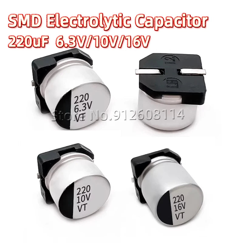 10PCS SMD Aluminum Electrolytic Capacitor 6.3V 10V 16V 220UF 6.3*5.4 6.3*7.7 SMD6*5 6*7