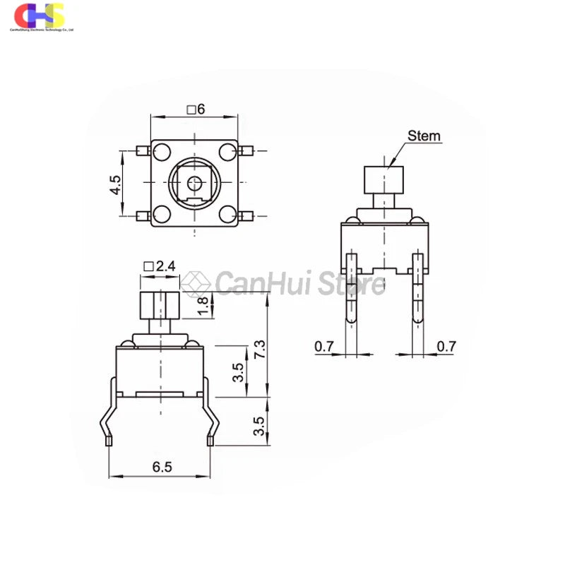 10/50pcs 6X6X7.3 6*6*7.3 mm DIP/SMD 4 Pin Tact Push Button Switch Micro Touch Button Reset switch Light touch Power key Switches