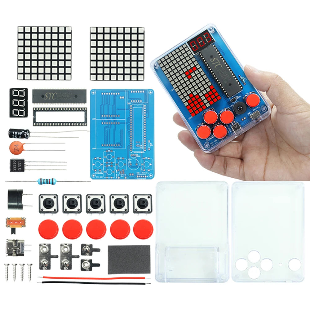 DIY Kit Electronic Pixel Game Console LED Dot Matrix Digital Tube Display STC15F2K60S2 MCU Double-Sided PCB DIY Soldering Kit
