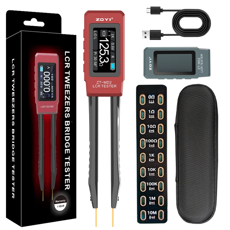 ZOYI ZT-MD2 Automatic RLC/ESR Tester SMD Component Tweezers Multimeter Capacitance Resistance Meter for Electronic Component Tes