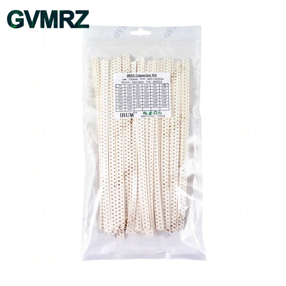 0402 0603 0805 1206 SMD Ceramic Capacitor Assorted Kit 1pF - 10uF 100PF 10NF 100NF 0.47UF 1UF Chip Capacitance Set