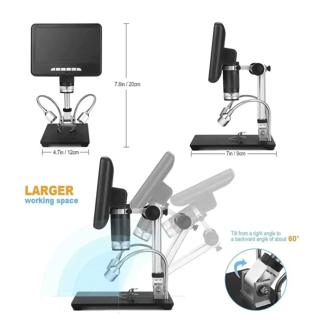 7Inch Screen  Digital Microscope 2MP 1080P Electronic Microscope For Soldering Long Object Distance For Cell Phone Repair Tools