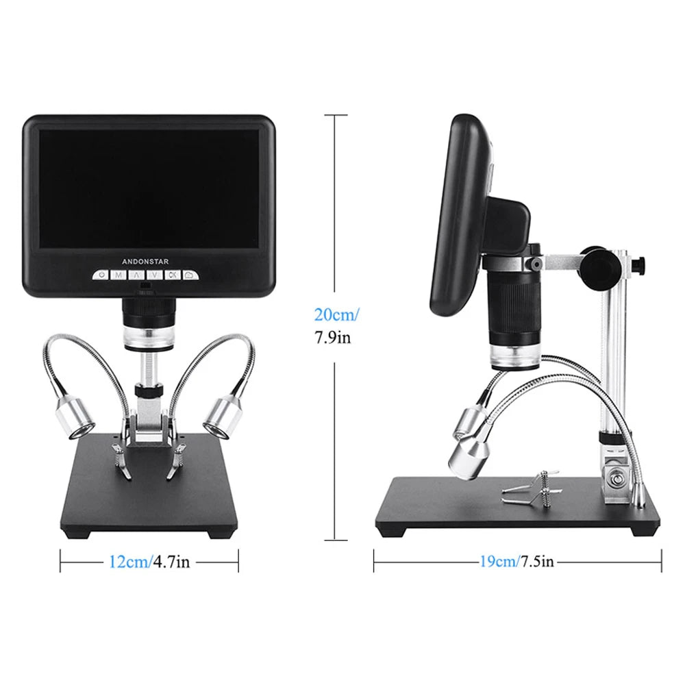 7Inch Screen  Digital Microscope 2MP 1080P Electronic Microscope For Soldering Long Object Distance For Cell Phone Repair Tools