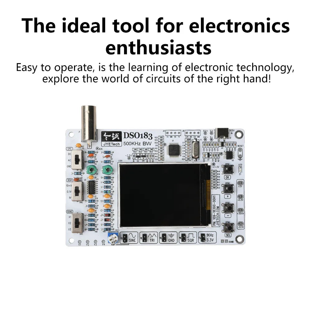 DSO183 DC 5V DIY Digital Oscilloscope Kit 0-500kHz Oscilloscope Electronic Soldering Kit Type-C Interface Suitable for Teaching