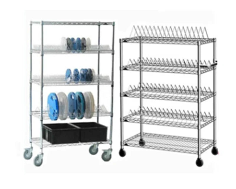 Carbon Steel SMT ESD SMD PCB Reel Storage Shelving Rack Trolley Cart