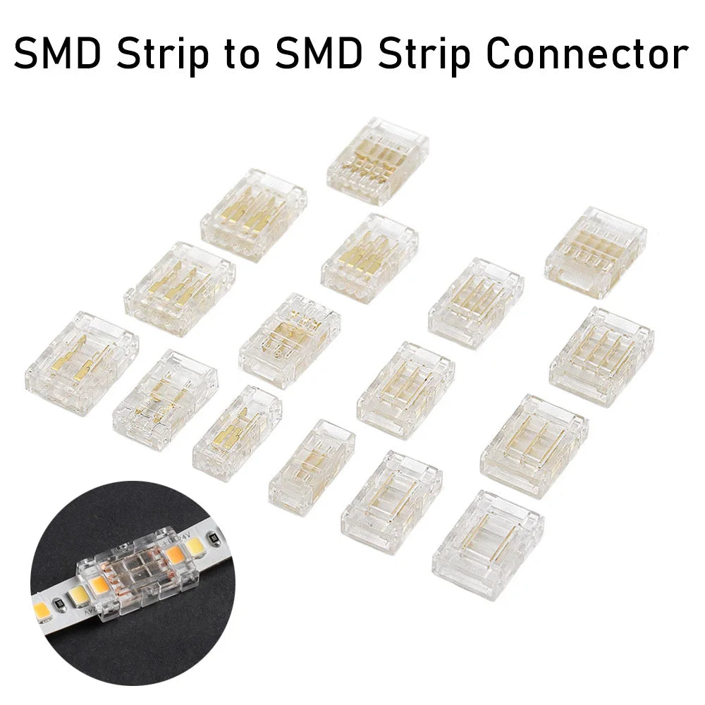 SMD LED Wire Connectors Strip To Strips Solderless Mini Buckle RGB Strips To Line Quick Terminal Block No Dark Area Connector