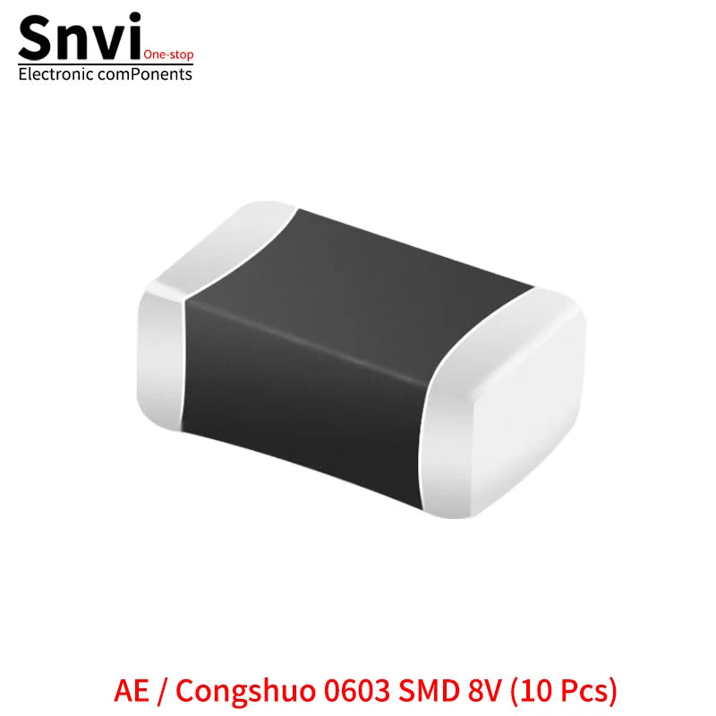 SMD Varistors: 0402, 0603, 0805 (Voltage Ratings: 5.5V, 8V, 12V, 14V, 18V, 22V, 26V, 30V, 33V, 38V, 45V)