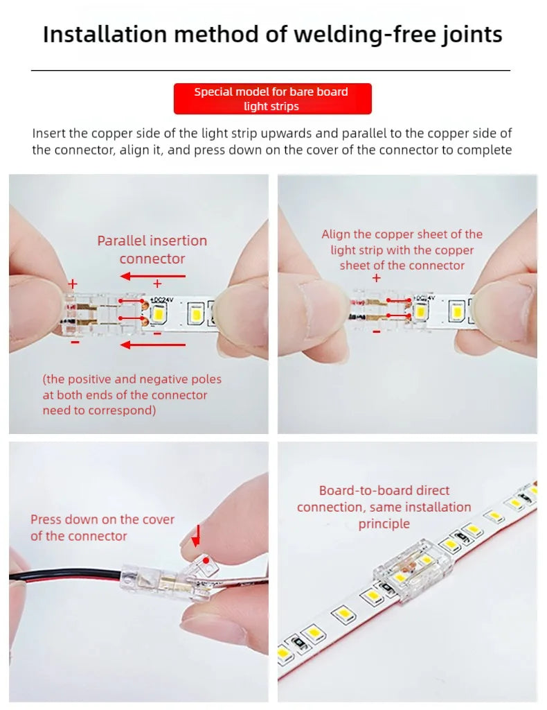 SMD LED Wire Connectors Strip To Strips Solderless Mini Buckle RGB Strips To Line Quick Terminal Block No Dark Area Connector