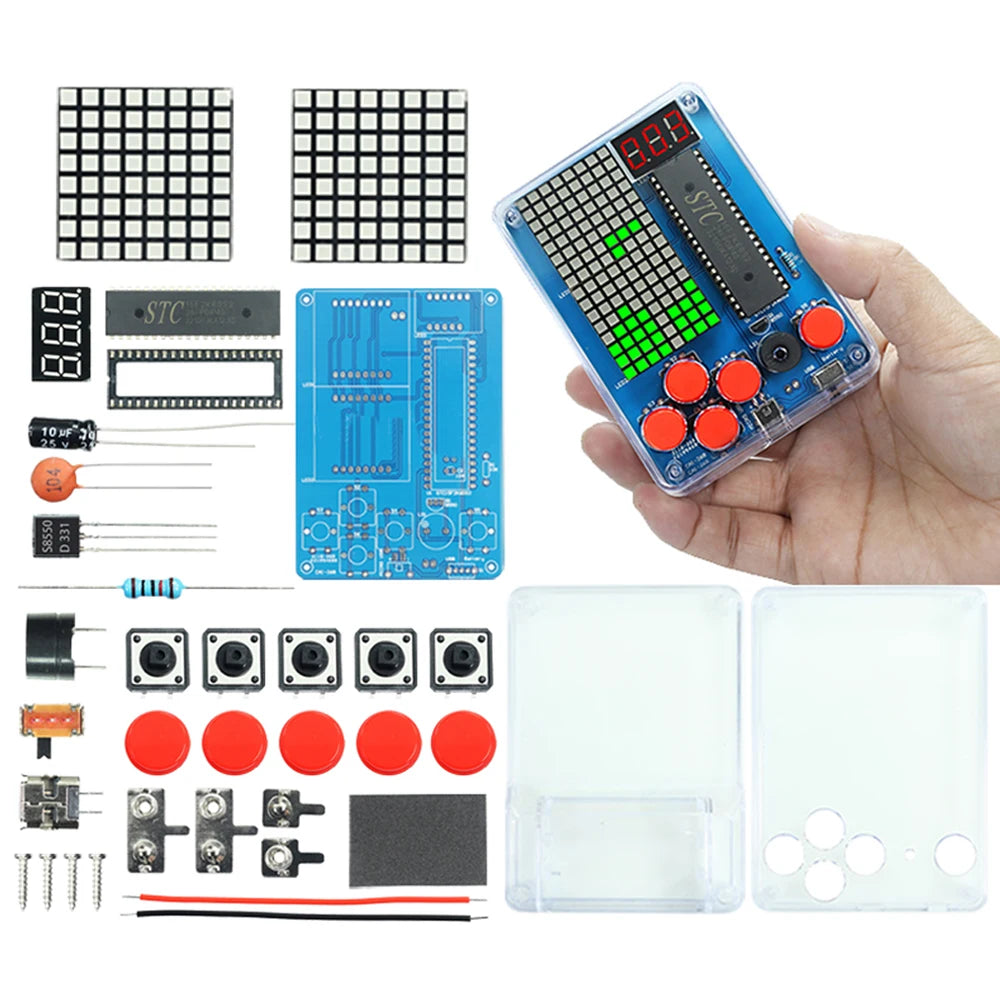 DIY Kit Electronic Pixel Game Console LED Dot Matrix Digital Tube Display STC15F2K60S2 MCU Double-Sided PCB DIY Soldering Kit