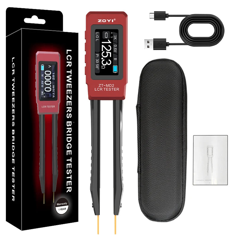 ZOYI ZT-MD2 Automatic RLC/ESR Tester SMD Component Tweezers Multimeter Capacitance Resistance Meter for Electronic Component Tes