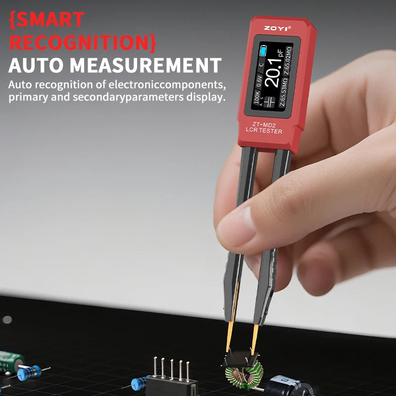 ZOYI ZT-MD2 Automatic RLC/ESR Tester SMD Component Tweezers Multimeter Capacitance Resistance Meter for Electronic Component Tes