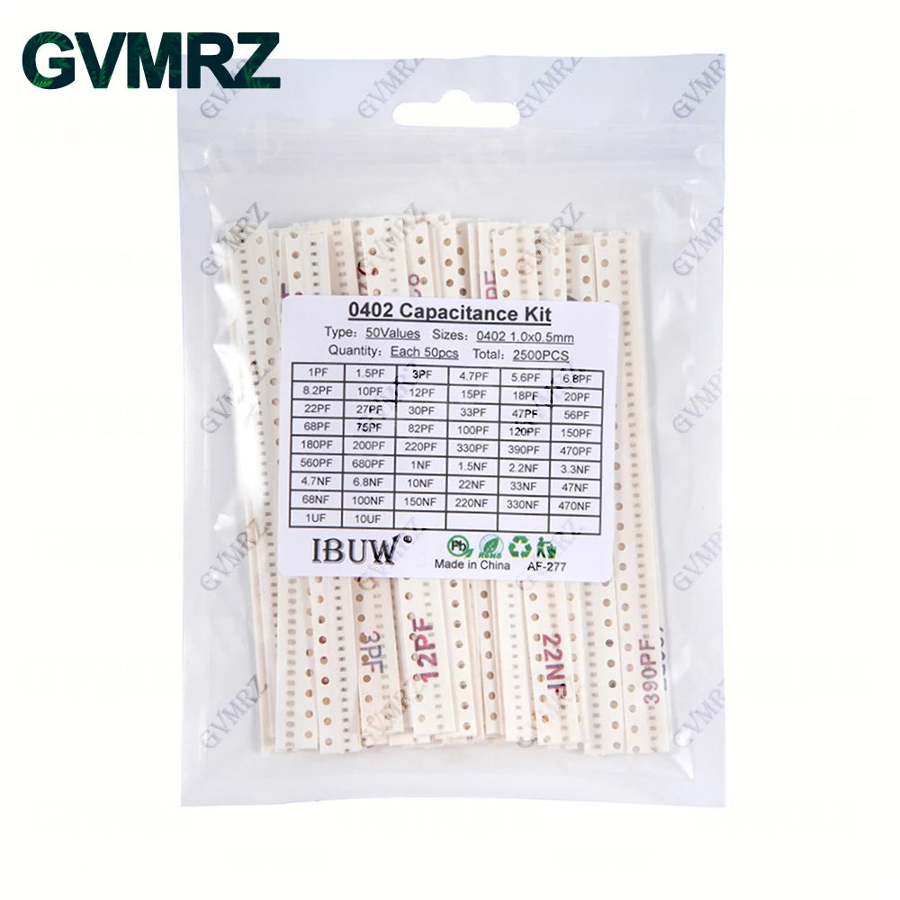 0402 0603 0805 1206 SMD Ceramic Capacitor Assorted Kit 1pF - 10uF 100PF 10NF 100NF 0.47UF 1UF Chip Capacitance Set