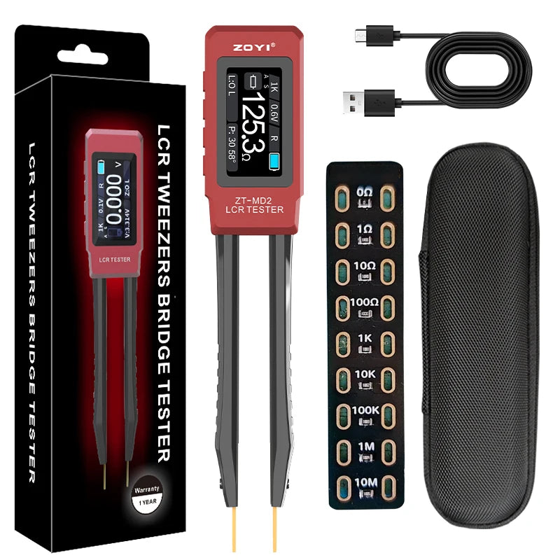 ZOYI ZT-MD2 Automatic RLC/ESR Tester SMD Component Tweezers Multimeter Capacitance Resistance Meter for Electronic Component Tes