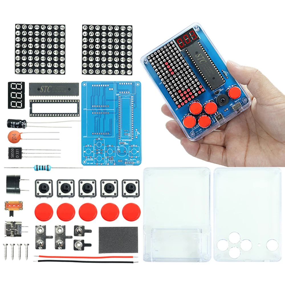 DIY Kit Electronic Pixel Game Console LED Dot Matrix Digital Tube Display STC15F2K60S2 MCU Double-Sided PCB DIY Soldering Kit