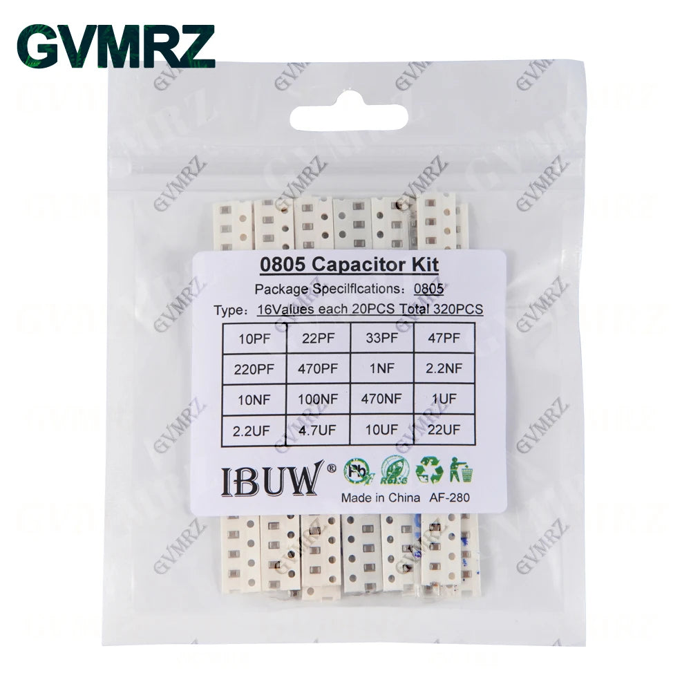 0402 0603 0805 1206 SMD Ceramic Capacitor Assorted Kit 1pF - 10uF 100PF 10NF 100NF 0.47UF 1UF Chip Capacitance Set