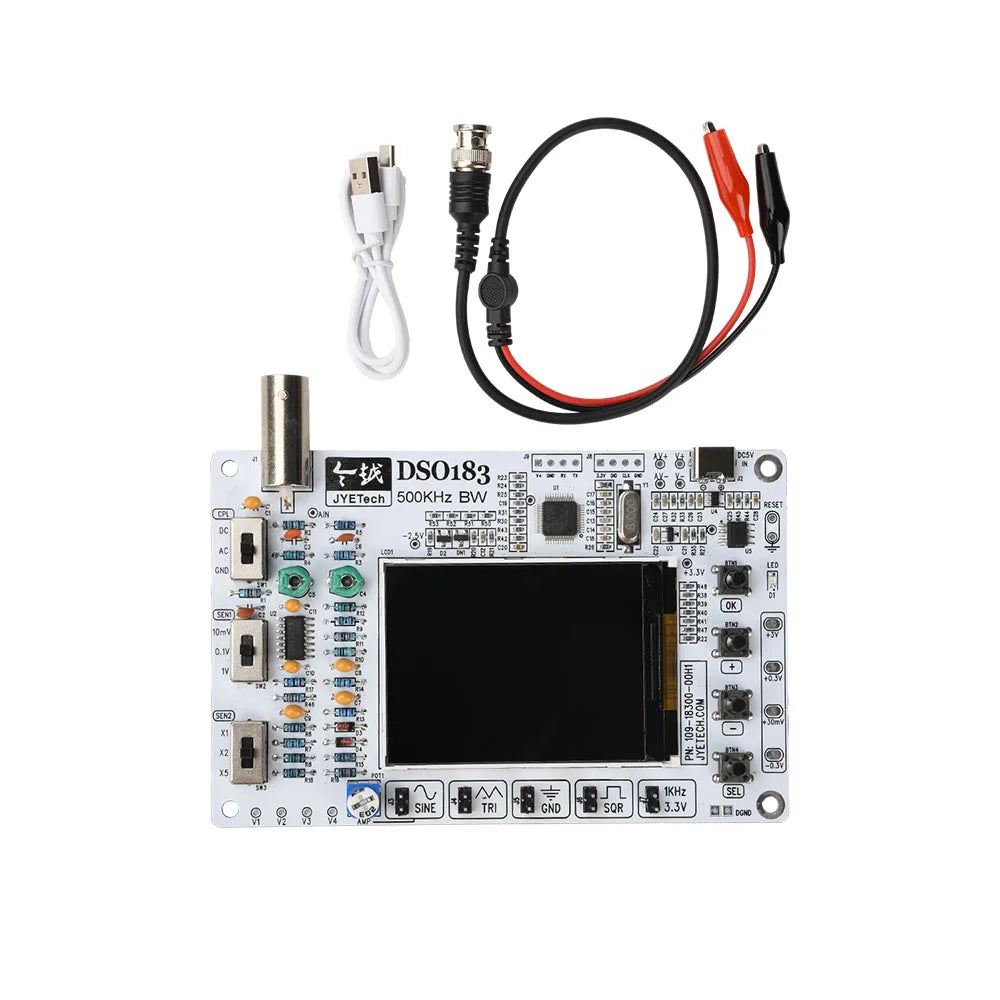 DSO183 DC 5V DIY Digital Oscilloscope Kit 0-500kHz Oscilloscope Electronic Soldering Kit Type-C Interface Suitable for Teaching
