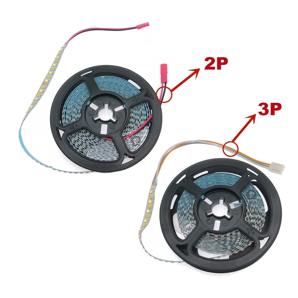 2Pin 3Pin Constant Current LED Strip SMD2835 200D/M 180D/M 5B10Cx2 5B9Cx2 3000K+6500K 3 Colors 7mm Width For Indoor Chandelier