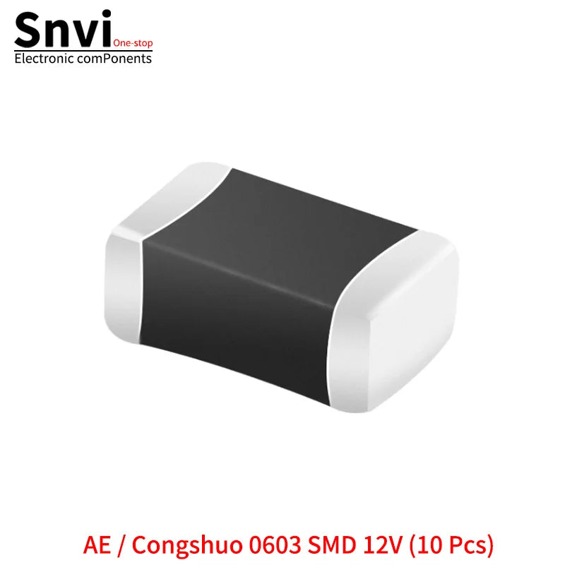 SMD Varistors: 0402, 0603, 0805 (Voltage Ratings: 5.5V, 8V, 12V, 14V, 18V, 22V, 26V, 30V, 33V, 38V, 45V)
